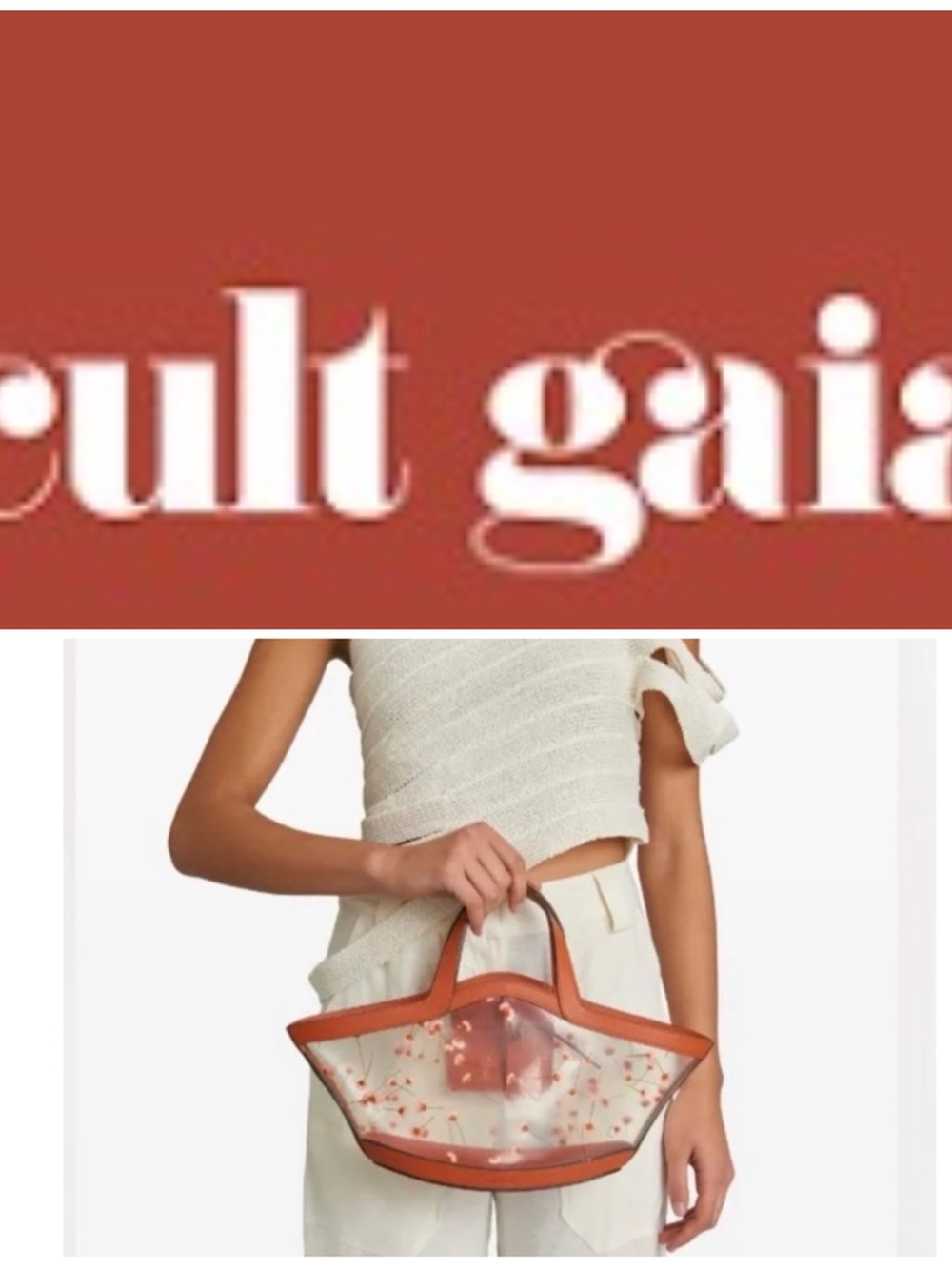 ‼️WOW‼️Cult Gaia Tan and Clear Acrylic Handle YARA Tote‼️